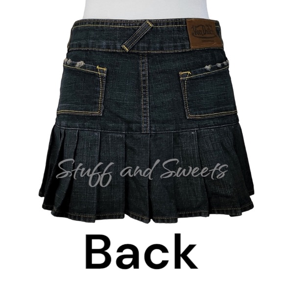 Vintage RARE Von Dutch Micro Mini Pleated Skirt Y2K EARLY 2000s Small - Picture 6 of 9